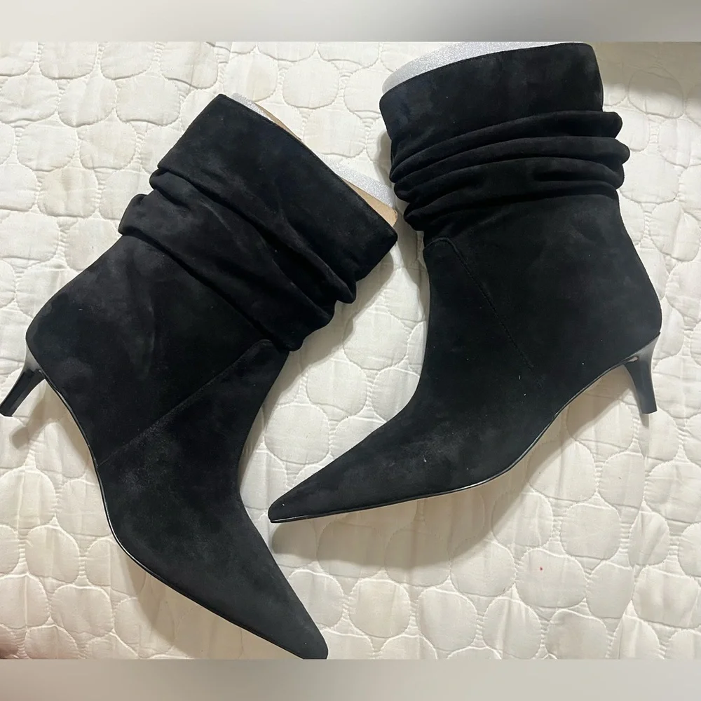 NEW Womens Michael Kors Dawn Suede Pull On Ankle Boots - Black 8M